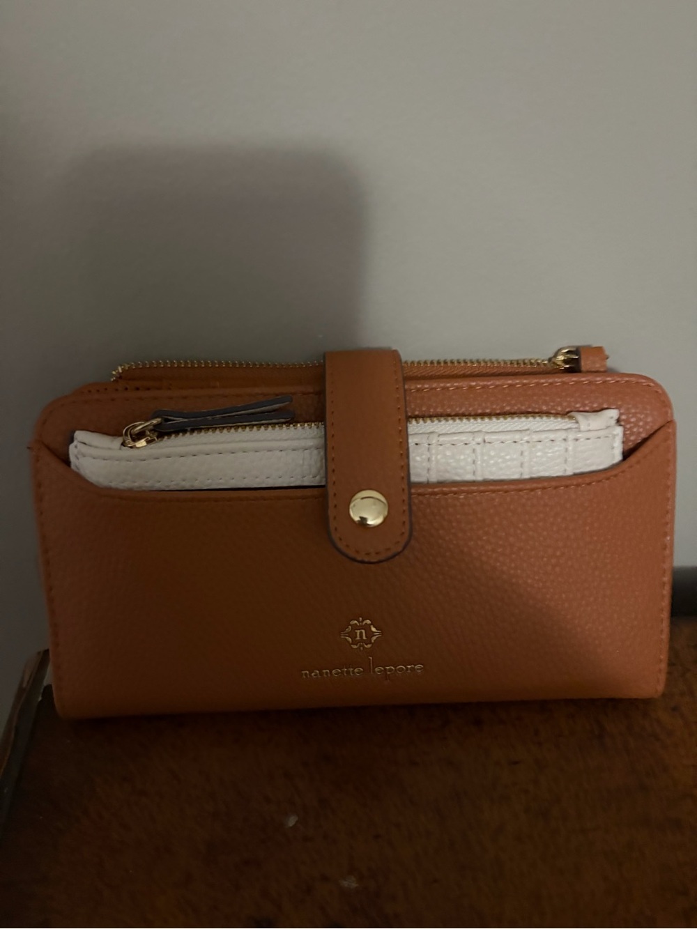 Nanette Lepore Tan and Cream Leather Wallet
